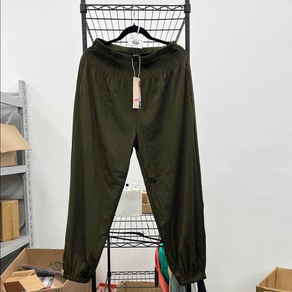 Dokotoo Olive Green Women's High Waist Pants